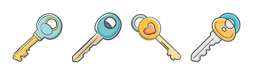 A delightful collection of colorful cartoon keys, perfect for unlocking fun and imagination