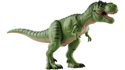 Obraz premium Impressive green Tyrannosaurus Rex dinosaur toy for exciting children's product advertisements on transparent background.