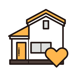 シンプルな家のアイコン＋ハート