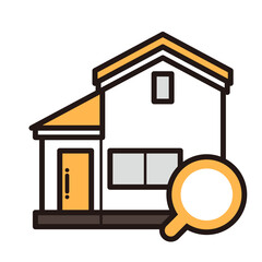 シンプルな家のアイコン＋虫眼鏡