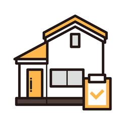 シンプルな家のアイコン＋クリップボード