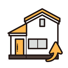 シンプルな家のアイコン＋上昇矢印