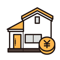 シンプルな家のアイコン＋お金