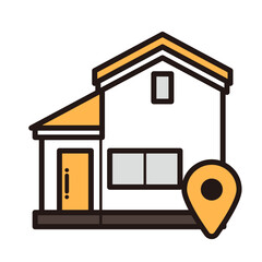 シンプルな家のアイコン＋位置マーク