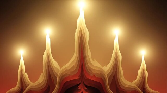 Abstract illustration of stylized flame shapes in warm colors