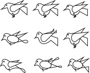 Simple hand drawn bird illustrations collection