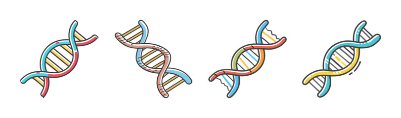 Colorful dna double helix structures representing genetics and molecular biology