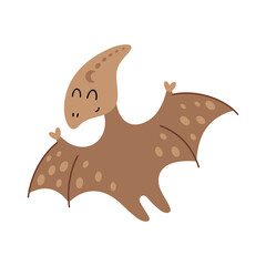 Boho dinosaur pterodactyl clipart, cute isolated prehistoric animal. Vector illustration