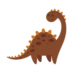 Cute dinosaur clipart, isolated prehistoric animal in pastel cartoon style. Vector illustration © JulzaArt