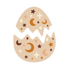 Celestial animal egg clipart in pastel boho style. Bohemian vector designs