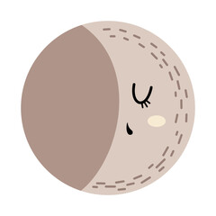 Cute full moon clipart in boho style. Celestial vector illustration.