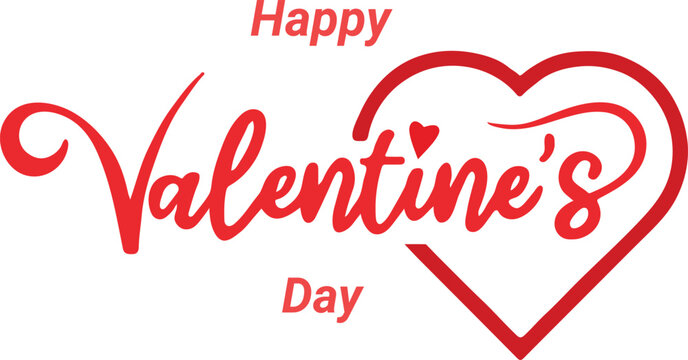 Happy valentines day elegant script text with heart outline design