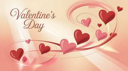 Red and pink hearts floating in a dreamy Valentine's Day background