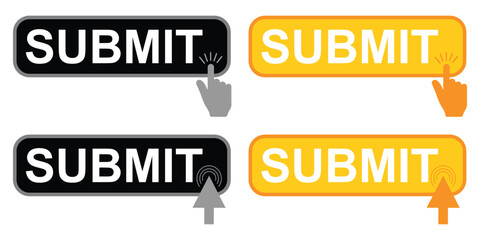 Submit Button and Ribbon, Modern Glossy Web UI Element, Vector Illustration.