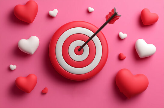 San Valentino. Bersaglio con freccia nel centro.
