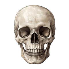 Skull drawing displays detailed anatomy and structure for study and reference in various fields