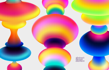 Abstract background of oval colorful geometric shapes. iridescent abstract gradient forms.