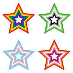 Concentric star shapes with LGBT community flag colors.Vector illustration.