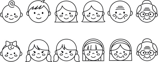 Hand Drawn Food Allergy and Free From Icon Set: Outline Sugar, Gluten, Dairy, Nut and Egg Free Symbols