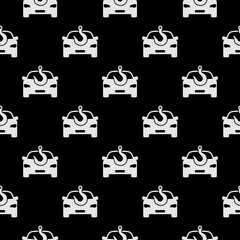 Car towing hook seamless pattern isolated on black background
