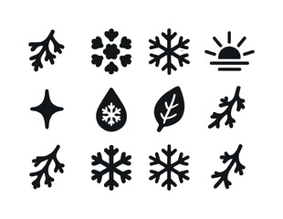 Winter Icicles Icon Set. Hanging winter icicles. Line outline icon set of Hanging winter icicles: long icicle,