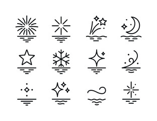 Icy Geometric Icons. Icy geometric elements. Line outline icon set of Icy geometric elements: geometric