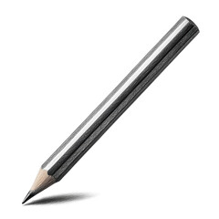 A pencil lies on a plain white surface, creating a shadow under bright light