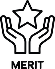 Obraz premium Hands holding star reward for merit achievement