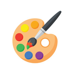 Colorful painter's palette and brush for artistic creative expression