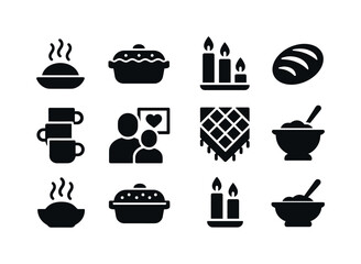 Winter Community Icons. Winter gatherings & community. Line outline icon set of Winter gatherings & community: