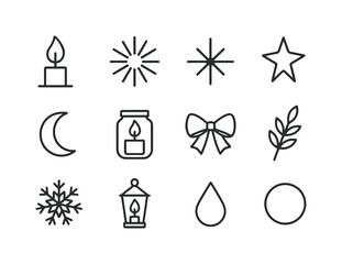 Festive Shopping Icons. Snowy city shopping filled with festive displays. Filled icon set of snowy city