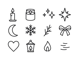 Winter Festive Icons. Snowy city shopping filled with festive displays. Filled icon set of snowy city shopping