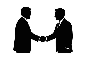 Silhouette of Two Businessmen Shaking Hands in Agreement.