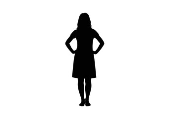 Silhouette of a Woman in Dress with Hands on Hips.