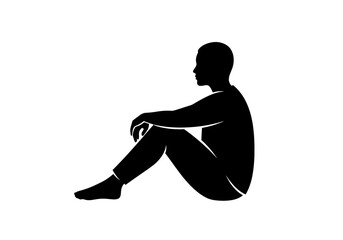 Silhouette of a Person Sitting with Knees Up and Arms Resting on Them.