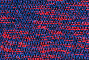 Red and blue purl melange jersey fabric texture as background