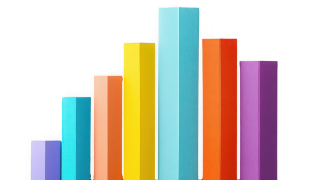 3D Vibrant Colorful Bar Graph Illustration Representing Financial Growth and Data Analytics Isolated on White - Powered by Adobe