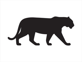 Simple Design of Silhouette of Tiger Walking Vector illustration