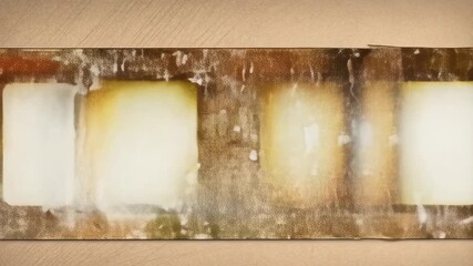 Vintage film strip transition with weathered texture and warm tones
