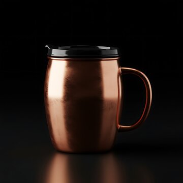 Copper Mug with Lid on Dark Background