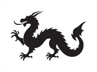 Obraz premium dragon silhouette, chinese dragon icon silhouette vector with white background