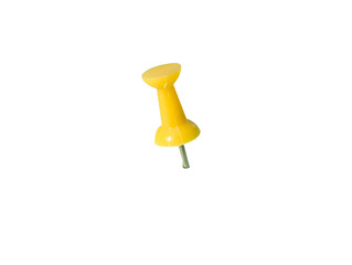 yellow push pin isolated on white