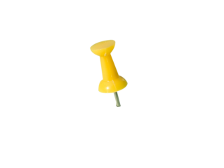 yellow push pin isolated on white