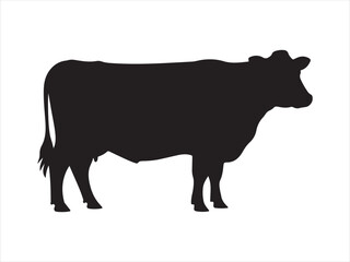 Silhouette cow livestock, farm logo. Cow graphic icon. Cow black silhouette vector isolated on white background. 