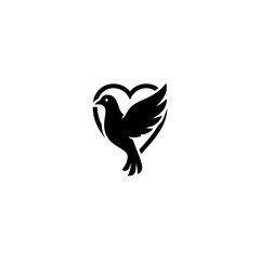 Obraz premium Dove Bird in Heart Shape Peace and Love Icon