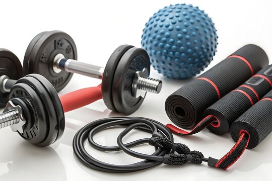 Pair of dumbbells, a medicine ball