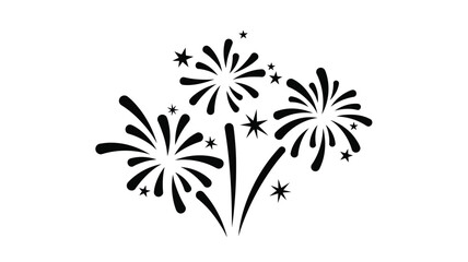 Celebratory fireworks display with sparkling stars a beautiful black silhouette © RABEYA