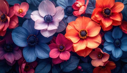 Vibrant floral arrangement featuring anemones in a spectrum of colors.