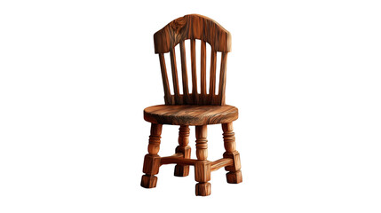 Vintage-style wooden dining chair with heavy texture and natural grain.