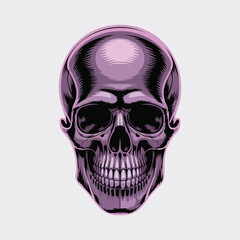 Purple Skull Illustration for Graphic Art Poster.